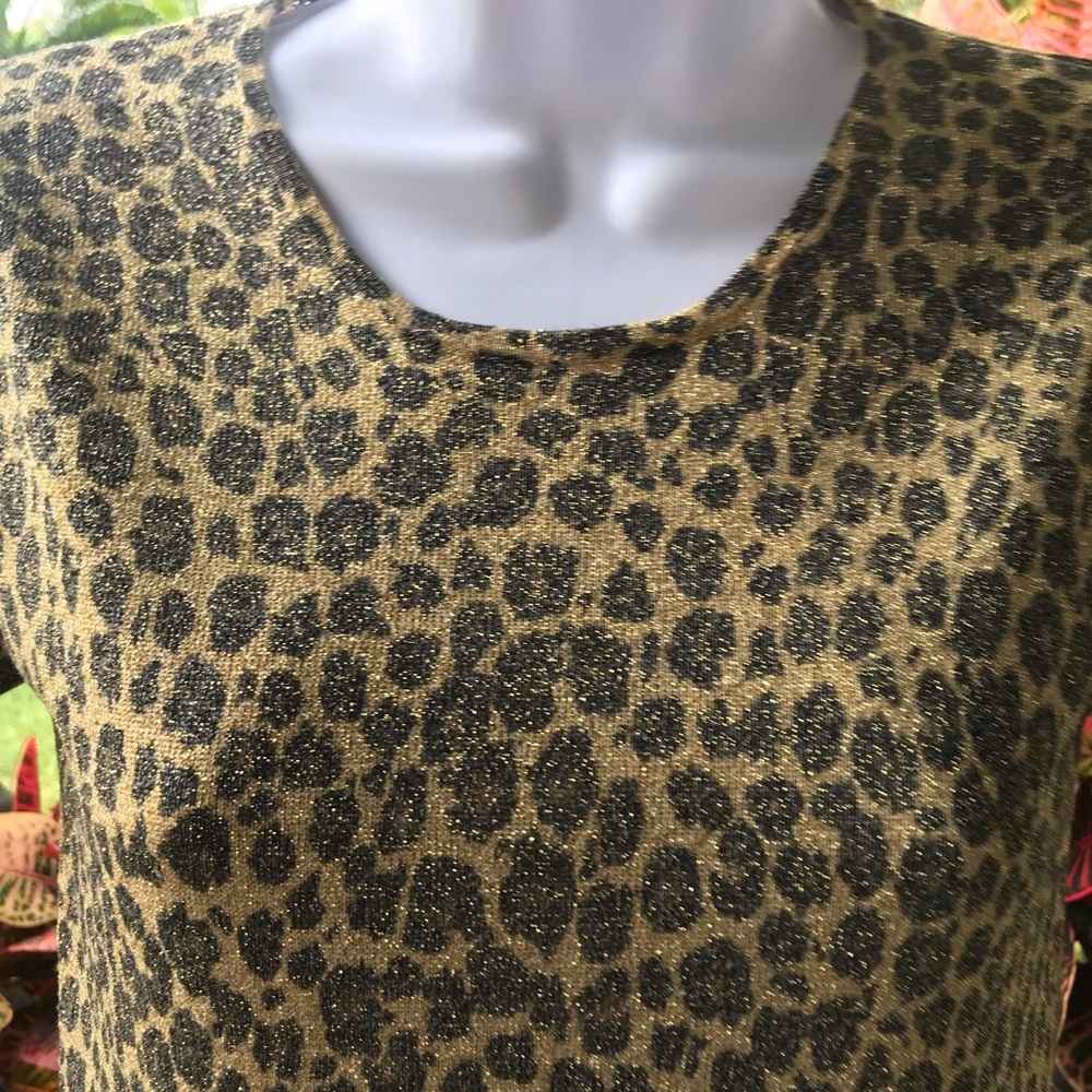AUGUST SILK KNITS , animal print top , size S